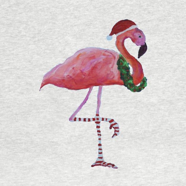 flamingo christmas painting by AudreyJane